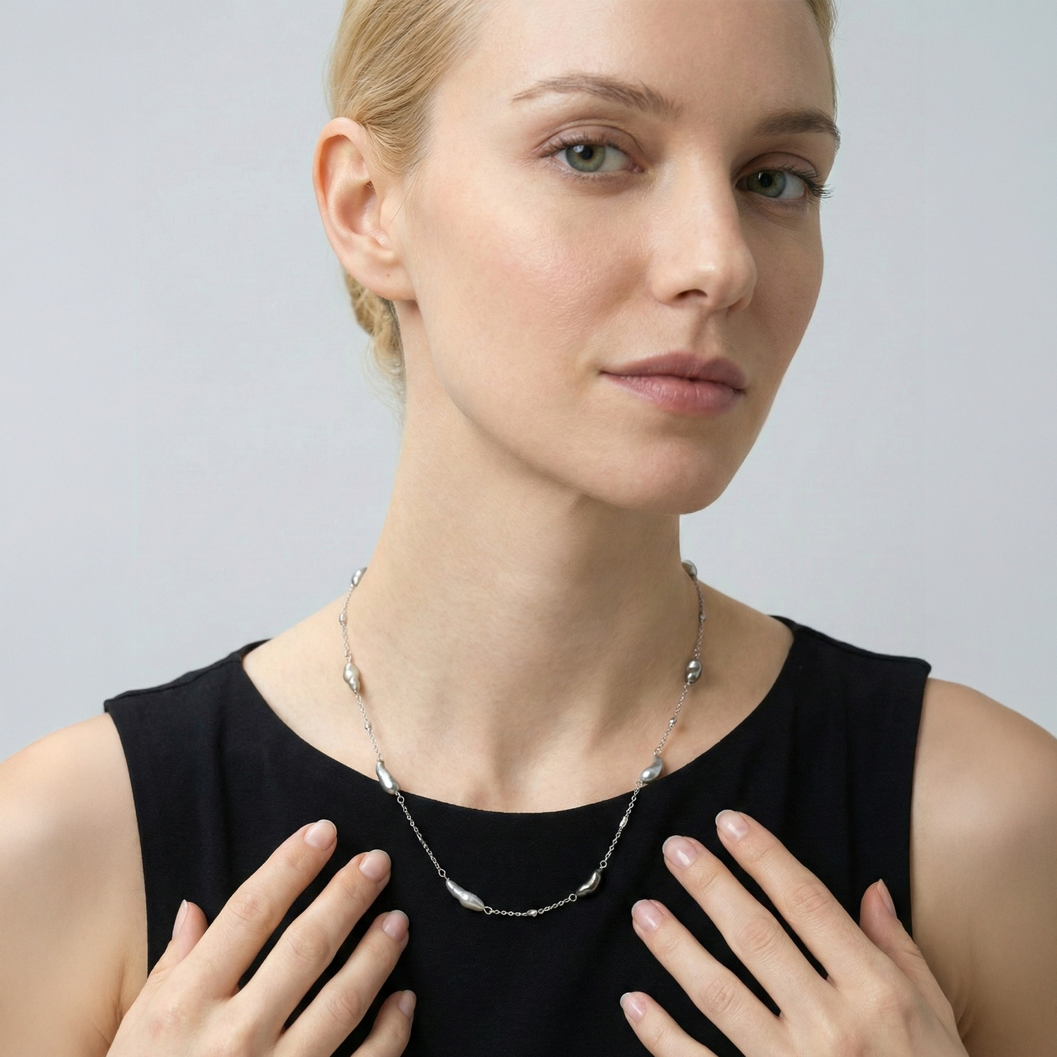 JESCOJES Organic Luxury Tahitian Keshi Pearl Necklace