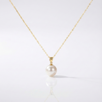 JESCOJES Elite 18K Gold Single Pearl Pendant Necklace
