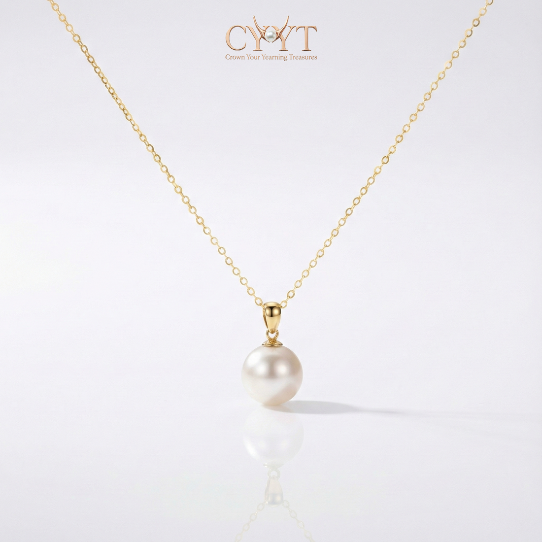 JESCOJES Elite 18K Gold Single Pearl Pendant Necklace