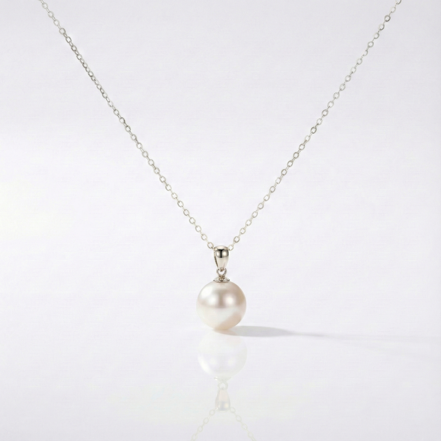 JESCOJES Elite 18K Gold Single Pearl Pendant Necklace