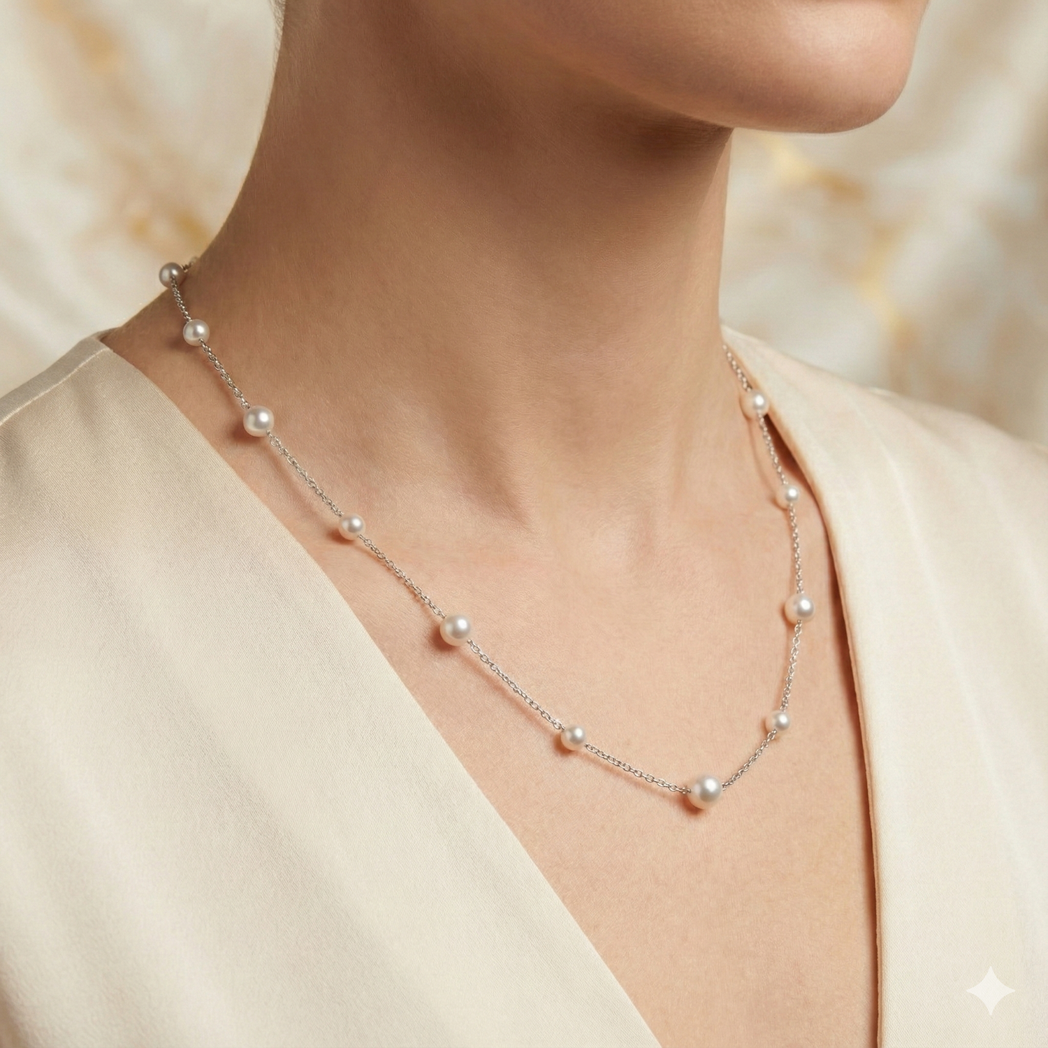 JESCOJES Star Spaced Pearl Necklace | Tincup Freshwater Pearl Necklace