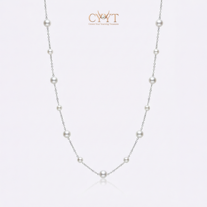 JESCOJES  Star Spaced Pearl Necklace | Tincup Freshwater Pearl Necklace