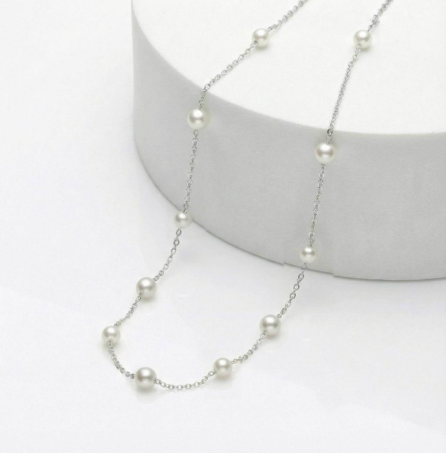 JESCOJES  Star Spaced Pearl Necklace | Tincup Freshwater Pearl Necklace