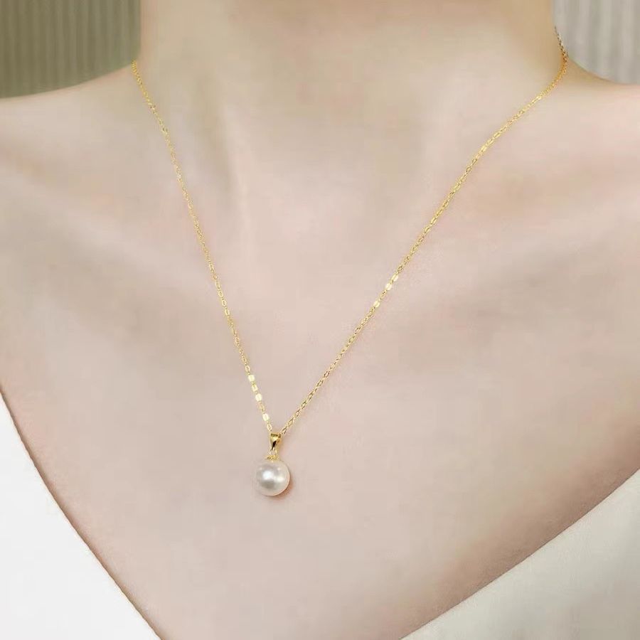 Shining Gold Pearl Pendant Necklace