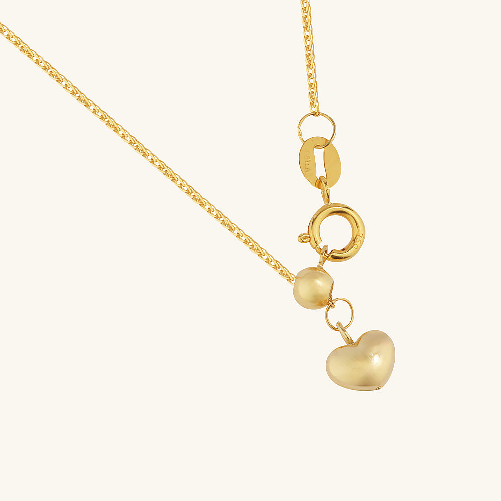 Romantic Heart Gold Pendant Necklace 18K