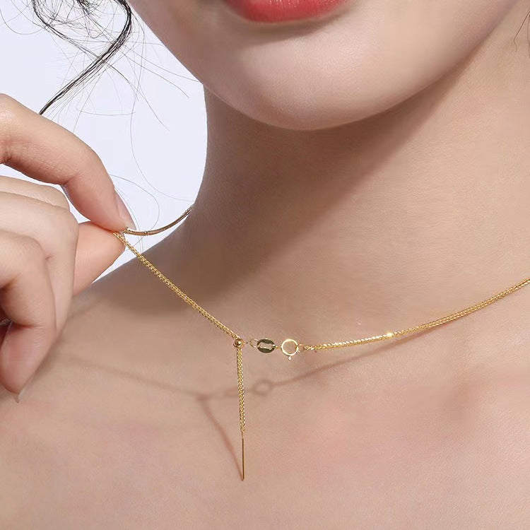 Chic Needle Gold Pendant Necklace 18K