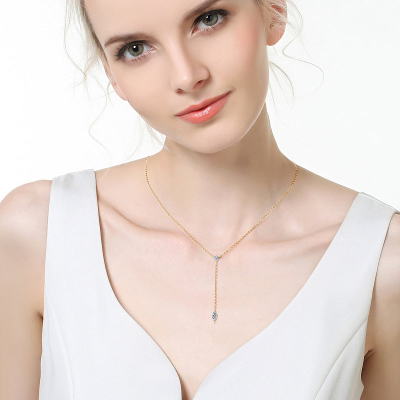 Charming Marquise Premium Moissanite Lariat Necklace