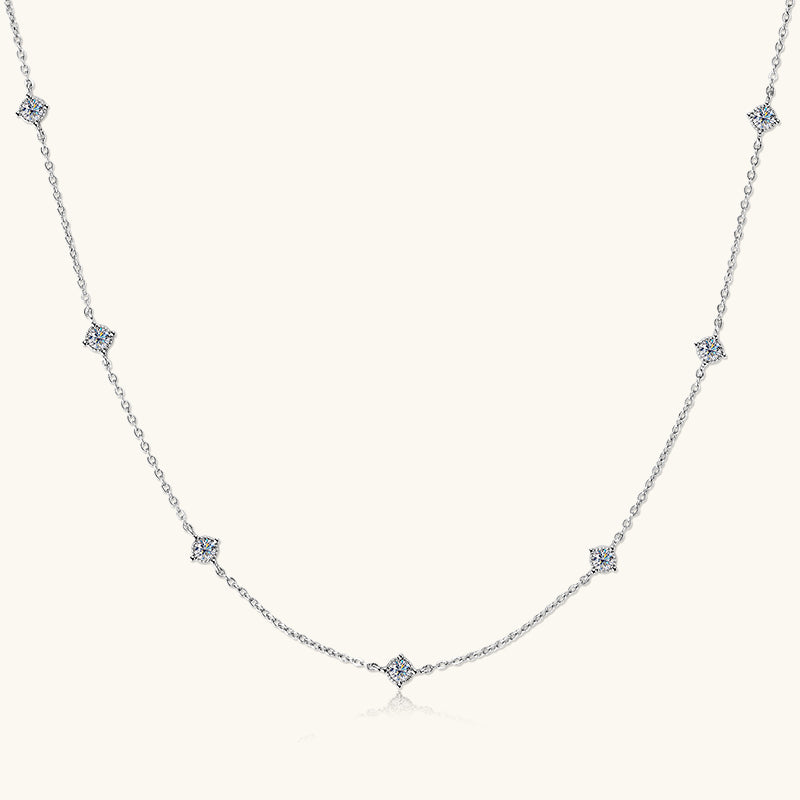 Shining Premium Moissanite Bezel Strand Necklace