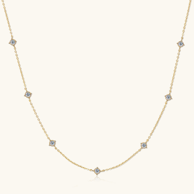 Shining Premium Moissanite Bezel Strand Necklace