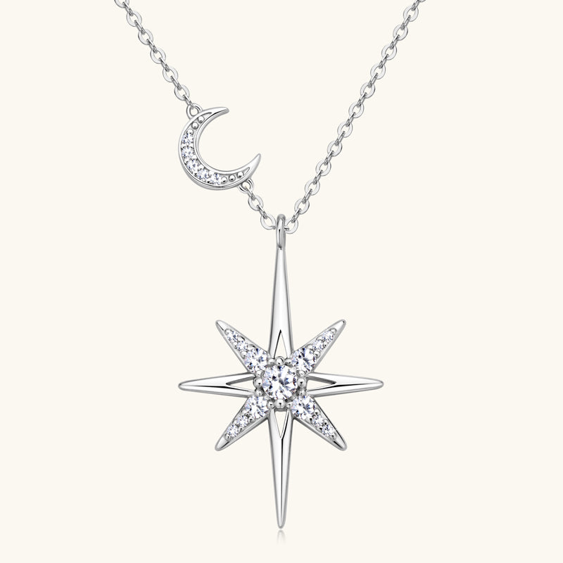 Star &amp; Moon Premium Moissanite Pendant Necklace