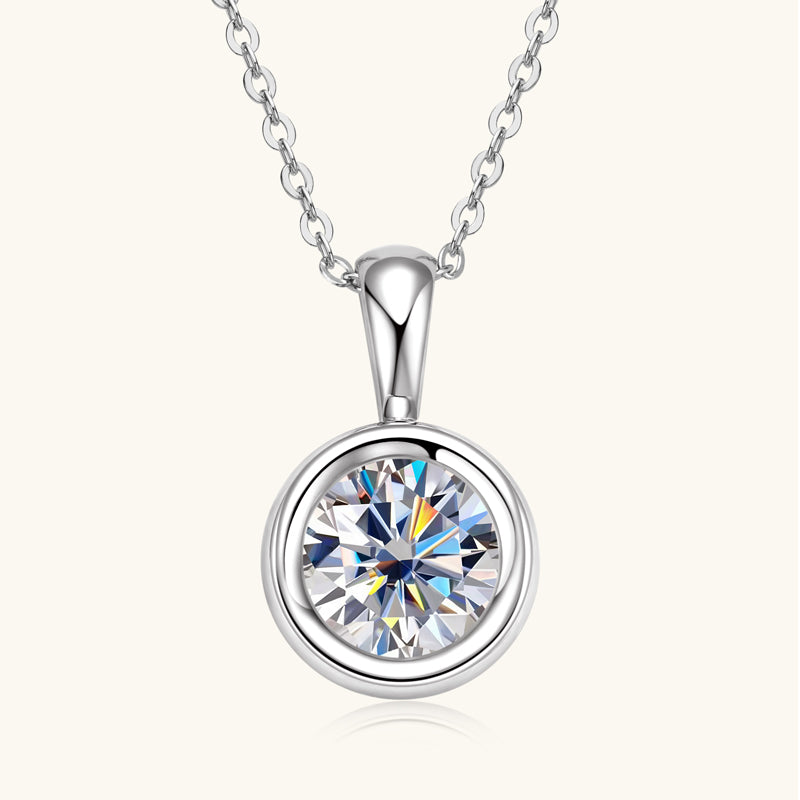 Dazzling Moissanite Bezel Pendant Necklace - JESCOJES