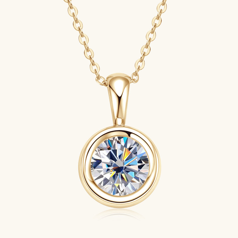 Dazzling Moissanite Bezel Pendant Necklace