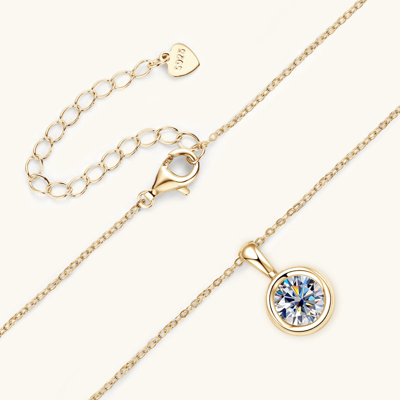 Dazzling Moissanite Bezel Pendant Necklace - JESCOJES