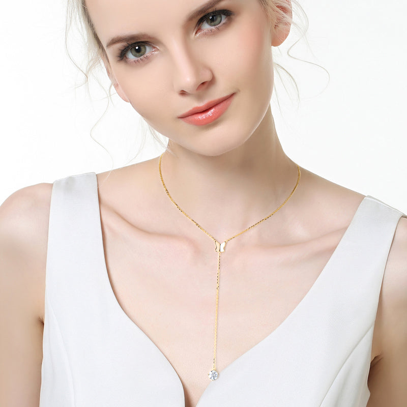 Elegant Bow Premium Moissanite Lariat Necklace