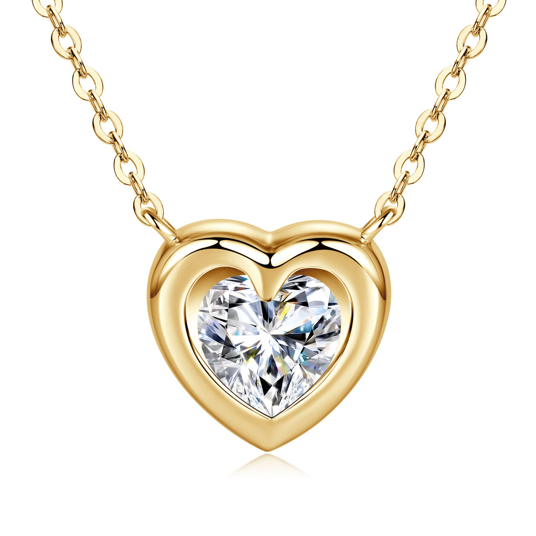 JESCOJES Shining Heart Moissanite Pendant Necklace
