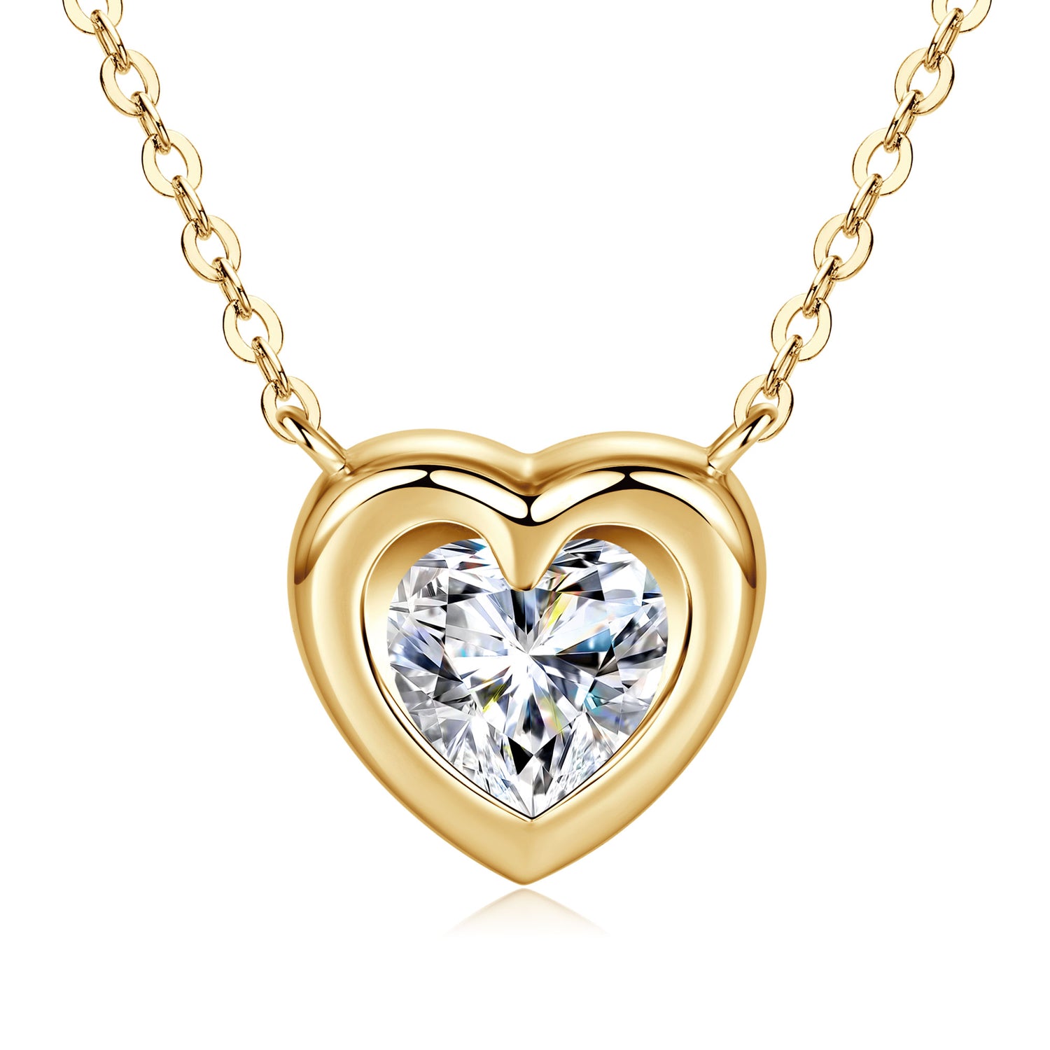 JESCOJES Shining Heart Moissanite Pendant Necklace