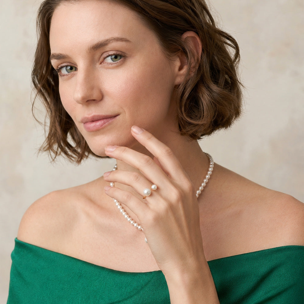 JESCOJES The Deux Aurora Pearl Ring| AAAA-grade Pearl