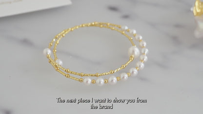 JESCOJES Double Layered Elastic Pearl Bracelet