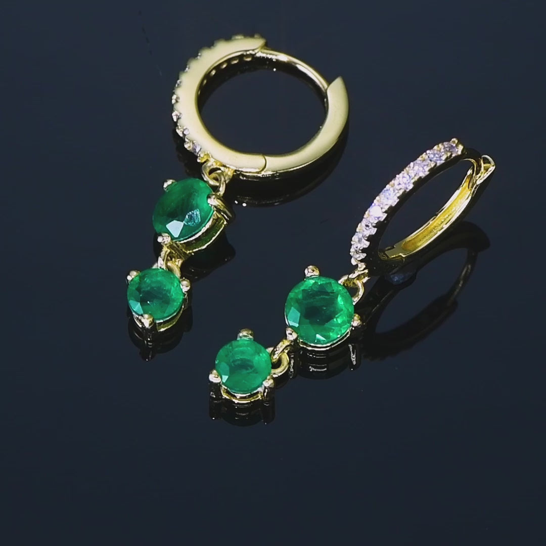 Pavé Emerald Drop Earrings