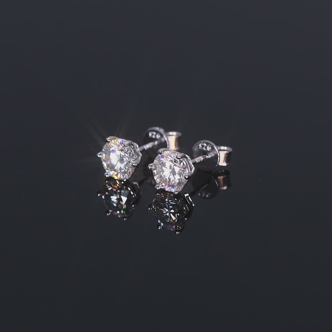 Classic Six Prong Moissanite Stud Earrings