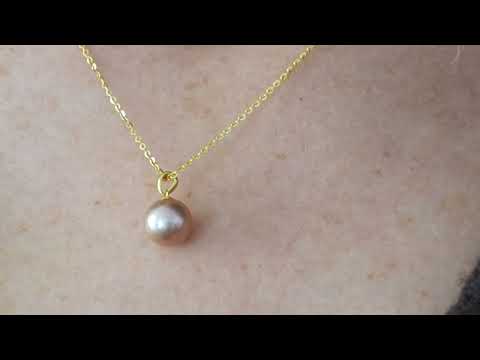 JESCOJES Shining 18K Gold Premium Pearl Pendant Necklace